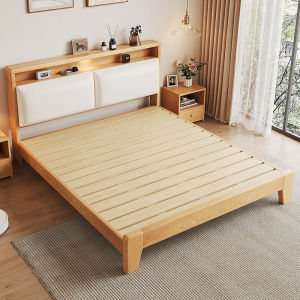 CONOCO Solid Wood Bed Frame Katil Queen Solid Wood Bed Frame With Headboard Soft Package Wooden Bed Kayu Rangka Super Single/King Bed 实木床