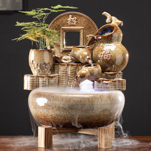 Water Flowing Wealth Attracting Ornament Ceramic Handmade Office Decorations Living Room Feng Shui Wheel Business Opening Gifts