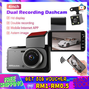 【Malaysia Spot Sale】Driving Recorder 1080P Car Camera screen Vehicle Video Dash Cam Dual Lens front and rear Car DVR Driver Recorder 170° wide loop recording with waterproof HD rear camera 4" Touch Screen Video Recorder Front 行车记录仪