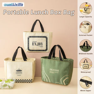 JustLiving 1Pc Japanese Style Oxford cloth Tote Bag Waterproof Bag Lunch Box Hand Bag Bento Bag Travel Fashion Out Shopping Bag Large Capacity Thickened Aluminum Foil Large Capacity Thermal Bag