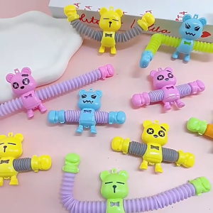 Telescopic Suction Cup Pop Tube Giraffe Toys Animals Sensory Fidget Toys for Toddlers Toys for Kids Party Stretch DIY Bear Versatile Telescopic Tube Childrens Kindergarten Creative Gift Toy Gift