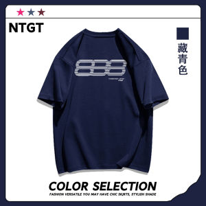 American Street Style Loose Fit Cotton T-Shirt Mens Summer Trendy Brand Versatile Casual Short Sleeve Letter Print Top