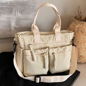 Large Capacity Nylon Tote Bag Casual Korean Style Single Shoulder Bag Fashion Trend Crossbody Handbag Soft Polyester Lining