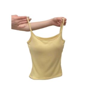 Thai Style Dopaamine Yellow Crop Top Womens Slim Fit Vest Inner Wear Base Layer Outer Wear Shoulder Strap Backless Top