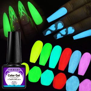 Sơn Gel Móng Tay Neon Phát Sáng Trong Bóng Tối FOUR LILY 7ml Nhiều Màu Sắc Bền Lâu Tẩy Được Bằng Đèn UV/LED