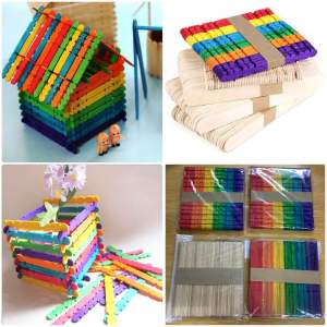 เซทไม้ไอติม200ชิ้นและ กระดาษสี 20สี