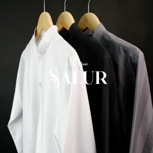 Katsae Koko CLASSIC Retro Stripe Baju Koko Pria Dewasa Salur Polos Lengan Panjang Warna Abu Tua