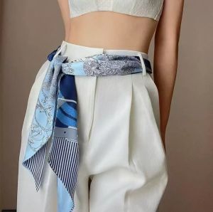145cm hẹp in khăn quàng Dài Phụ Kiện lụa trang trí khăn cho phụ nữ đa năng sử dụng như khăn quàng cổ dây buộc tóc vành đai