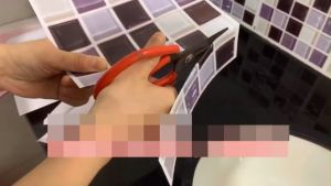 6 PCS 20x20cm Plane smooth Tile Stickers Waterproof Wall Sticker Self-adhesive Mosaic Sticker Wall Home Bathroom Kitchen