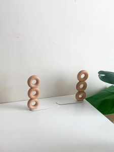 Desktop Wooden Bookend Simple Donut Shape Beech Bookend Thickened Bookshelf Solid Wood Storage Book