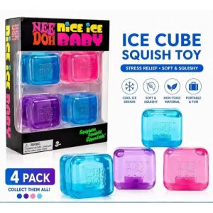 Four Mini Ice Cube Squishy Squeeze Toys Stress Relief Vent Toys Anti-Anxiety Sensory Decompression Toys for Adults