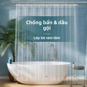 1 Tấm Rèm Tắm Trong Suốt Có Nam Châm Và Khuyên Kim Loại - Phong Cách Hiện Đại Chất Liệu Nhựa PEVA Có Móc Dùng Làm Vách Ngăn Bồn Tắm Trang Trí