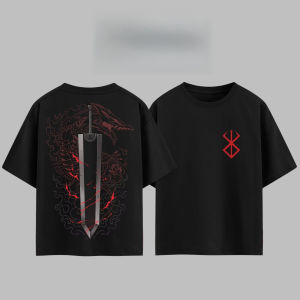 Bandai | Japanese Anime Berserk Dragonslayer T-shirt Men and Women Cotton Summer Top Harajuku Style Fashion Round Neck Short Sleeved Tees