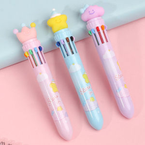 Creative Shaped 10 Colors Ballpoint Pen Student Multi Functional Push Type Colored Ballpoint Pen Multi Color Original Ball Pen