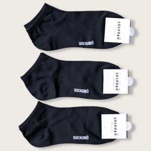 Phabieshop ถุงเท้าข้อสั้น(ตาตุ่ม) สีดำ ไร้ขุย ไม่ขึ้นขุย Sockoro | แพ็ก 3-12คู่| ถุงเท้าสีเข้ม สุภาพ ใส่ง่าย นุ่ม ไม่เจ็บเท้า