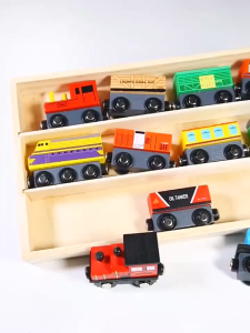 Wooden Train Set Toy Train Sets for Kids Wood Train Set for Toddlers 12PCS Toy Inertia Trains Toy