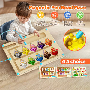 Early Education Toy Wood Magnetic Counting Operation Toy Magnetic Color and Number Maze Toy Learning Counting Board