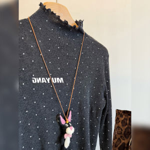 French Style Polka Dot High-Neck Knit Bodysuit