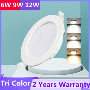 6W 9W 12W Ultra Thin LED Ceiling Light Pin Light Panel Lights 3 Colors 3500K/4000K/6500K Selectable LED Recessed Downlight for Living room Bedroom Bathroom Office