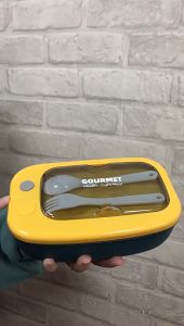 Eatkit Kotak makan siang dua kompartemen desain transparan pemanas microwave garpu dan sendok gratis