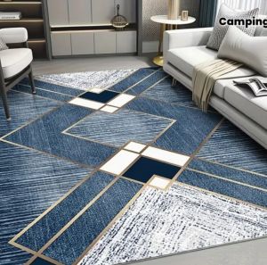 Blue Geometric Imitation Cashmere Area Rug That Is Anti-Slip Home Decoration in The Living Room Bedroom Dining Room for Home