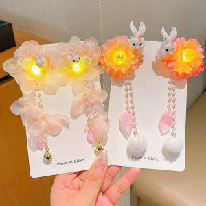 Easter Rabbit Hair Clip Childrens Hanfu Headwear Little Girl Glowing Rabbit Ear Hair Clip Girls Ancient Costume Clip