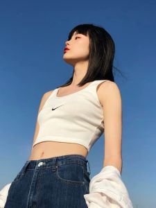 Trendy Pure Cotton White Strap Vest Womens Outerwear Korean Style Backless Sleeveless Base Layer Inner Wear INS Super Popular