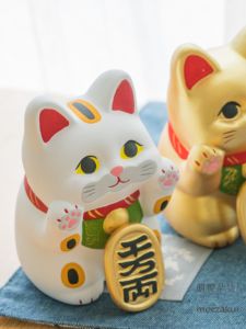 Kyoto Dragon Tiger Work Charming Cat Figurine Indoor Desktop Decoration Opening Gift Lucky Charm Creative Ceramic Gold Color