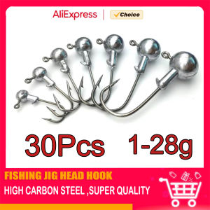 MrLurion 30pcs 1g 2g 3g 5g 10g 14g 18g 22g 25g 28g Fishing jigging head hook round head rigs fishhook for soft worm crank lures
