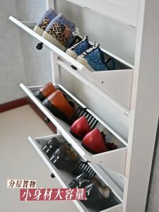Dustproof White Metal Ultra-Thin Shoes Cabinet Storage Large Capacity Multi-Layer Shoes Rack Rak鞋柜鞋架