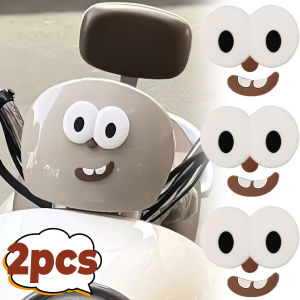 2PCS Cute Big Eyes Smiling Face 3D Sticker for Electric Vehicle Funny Car Expression DIY Waterproof PVC Decal Motorcycle Helmet Decoration