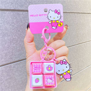 Kitty-Themed Electronic Wooden Fish Keychain