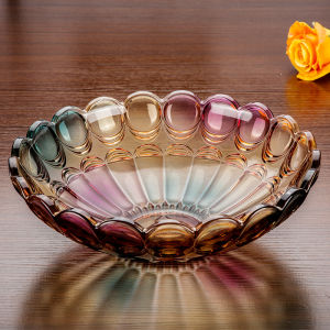 European Style Large Crystal Glass Fruit Tray Living Room Coffee Table Snack Plate Candy Dish Retro Element Home Decor Plate