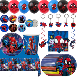 Spidey and His Amazing Friends Party Supplies Disposable Tablecloth Tableware Set Balloon Cups Kids Birthday Baby Shower Gifts