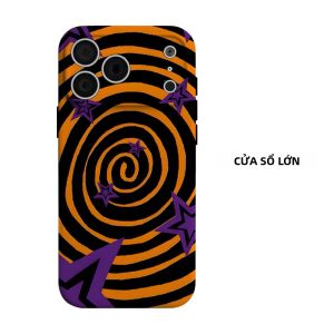 Ốp Điện Thoại Hình Ngôi Sao Xoắn Ốc Halloween Màu Cam Tím Cho iPhone Chống Sốc Chống Trầy Xước Vỏ TPU Mềm Hai Lớp Tương Thích Với Nhiều Mẫu Máy