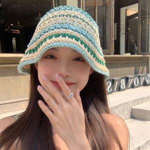 Colorful Straw Woven Fisherman Hat Womens Summer Beach Sunshade Face Slimming Versatile Hat Trendy Casual Style for All Ages