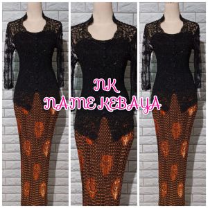 set kebaya pesta lengan 7/8 kebaya wisuda kerah sunda kebaya hitam kebaya bgg