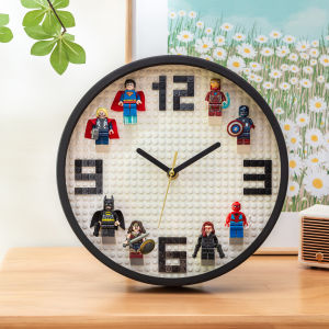 Original Handmade 10 Inch round 3D Human Figure Block Wall Clock Room Decor Silent Educational Hanging Table Modern Simple Style