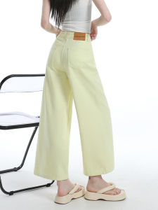 QIAOMIDUO | Summer Thin Wide Leg Denim Pants Womens Small Size Dopaamine Candy Color Grandmother Pants Colorful Eighteen Shorts