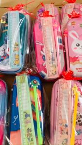 Set Hộp bút 3D + thước + bút gel quà tặng cho học sinh đầu năm học cuối năm học