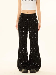 MKGO | Retro Polka Dot Loose Straight Leg Flared Pants