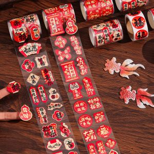 New Year Fortune Lucky Stickers Horse Year Spring Festival Decoration Creative Adhesive Sealing Stickers Hot Stamping Label Stickers
