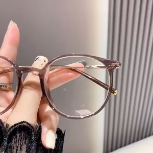 Anti Radiation Myopia Glasses With Grade Lens 50 100 150 200 250 300 350 400 Women Round Eyeglasses Mirror