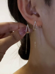 Elegant Long Drop Earrings for Women New 2023 Style with Simple Design Versatile Alloy Plated Gold and Silver Jewelry