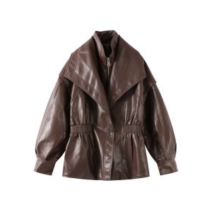 Zipper Long Sleeve Office Women Jacket Lapel Cinched Waist Female Coat Office Autumn 2026 Streetwear Single Button Commute Lady