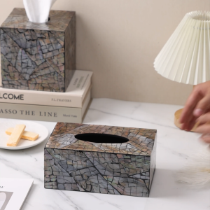 บ้านหวาย- กล่องทิชชู แบบลูกเต๋า ทำลายเปลือกหอย