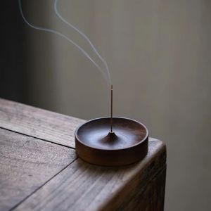 Solid Black Walnut Incense Burner Base - Handcrafted Dual Function Holder for Stick/Cone Incense Adjustable Zen Meditation