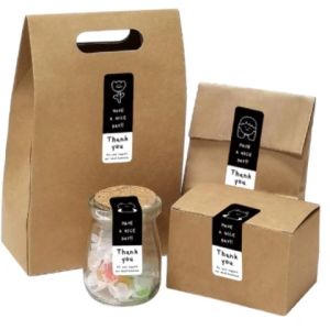 30Pcs/pack Cute Cartoon Patterns Thank You Sticker Birthday Gift Sealing Sticker Decor Baking Cake Dessert Packaging Sticker THANK YOU STICKERS BLACK Thank You for Supporting My Small Business