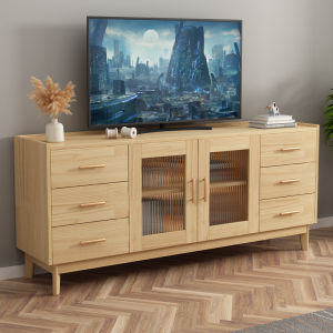 Solid Wood Pine TV Cabinet Modern Minimalist Living Room TV Stand High Floor Standing Storage Cabinet Home Bedroom Cabinet