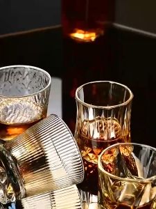 LIVING HOME Cangkir Kaca Mewah Gelas Minum Aesthetic Gelas Whisky Gelas Kaca Motif Tebal Gelas Wine Bir Cangkir Minum Glass cangkir old fashion